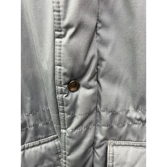 WINDBREAKER Coat Mens XXL gray button/Zip hooded coat flannel lined - Picture 4 of 9